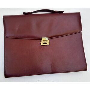 Vintage World Cheney England Burgundy Red Leather Briefcase Portfolio Velvet